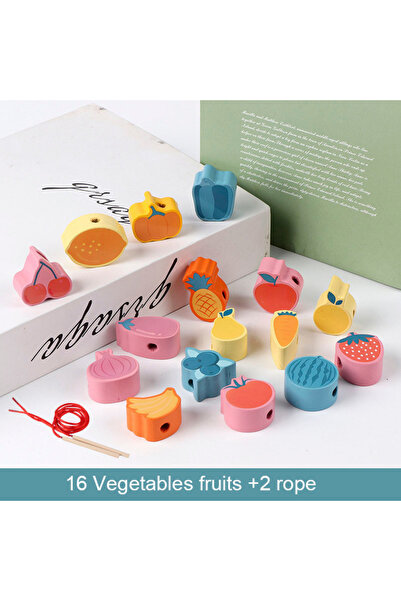 Choice3 F Kids Montessori Wooden Lacing Toy DIY Wooden Beads For Children Car...