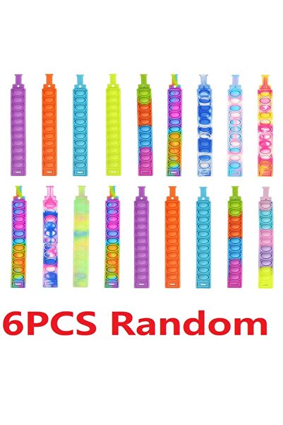 Choice 6pcs random Silicone Pop It Fidget Bubble Bracelet Push Bubbles Stress...