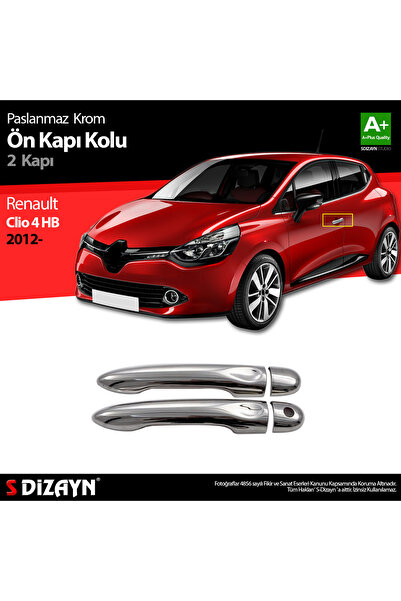 S Dizayn Renault Clio 4 Hb Krom Ön Kapı Kolu 2 Kapı 2012 Üzeri Uyumlu