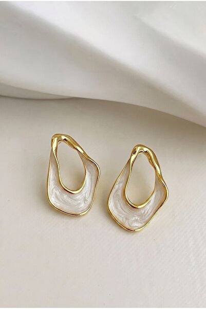Glaren Asymmetrical Enamel Gold Color Women's Earrings