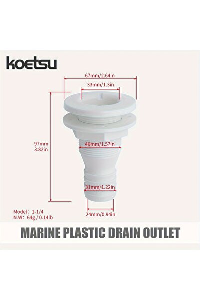 Choice Orange KOETSU Marine Plastic Drain White Boat Drainage Pipe for Bathro...
