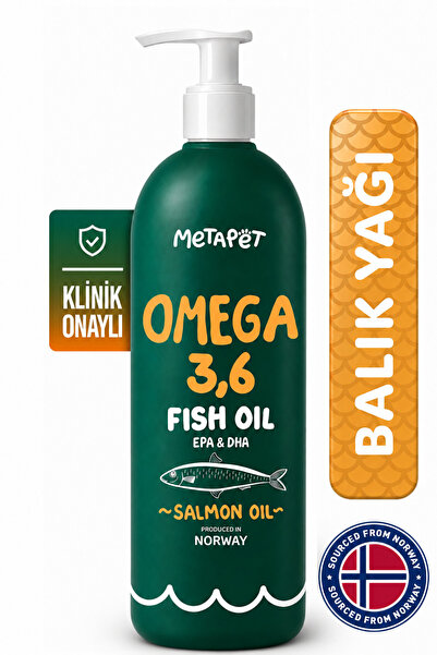 Metapet Kediler için Balık Yağı, Premium Norveç Somonu Yağı, Omega 3 ve 6, Yü...