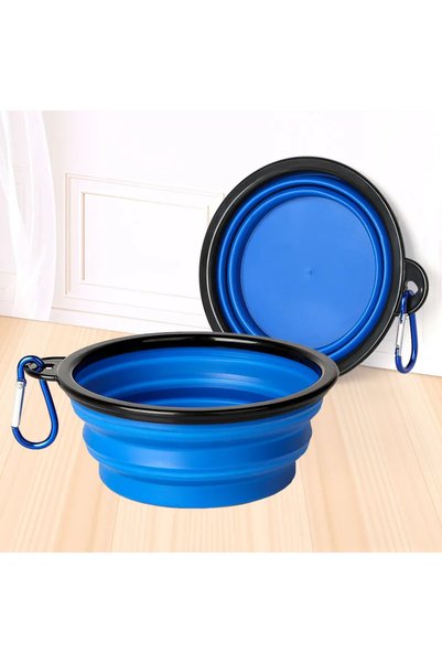 Choice15 350ml Blue Collapsible Pet Silicone Dog Food Water Bowl Outdoor Camp...