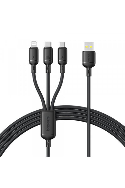 Baseus Cablu Incarcare USB-A - Lightning / microUSB / USB-C Silky 3in1, 100W,...