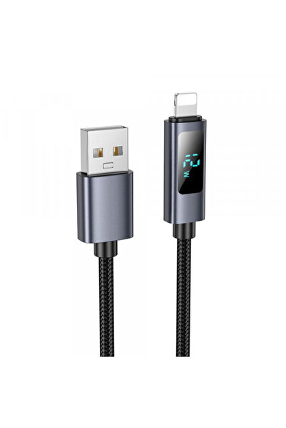 hoco. Cablu Date si Incarcare USB-A - Lightning HOCO Display X112, 18W, 1m, N...