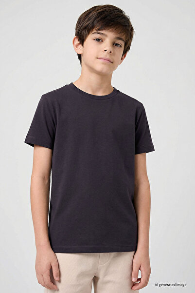 TOMMY LIFE Anthracite O Neck Standard Fit Basic Unisex Kids T-Shirt - 11328