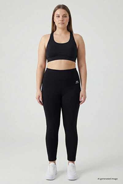 TOMMY LIFE Black High Waist Slimming Plus Size Women's Tights - 94650