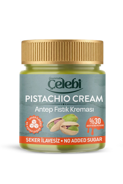 Gourmet Çelebi Şekersiz Antep Fıstık Kreması 200 Gr - Gerçek Antep Fıstık Kre...