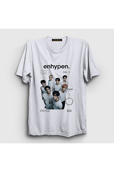 Presmono Unisex White Border K Pop Enhypen T-Shirt 601890Tt