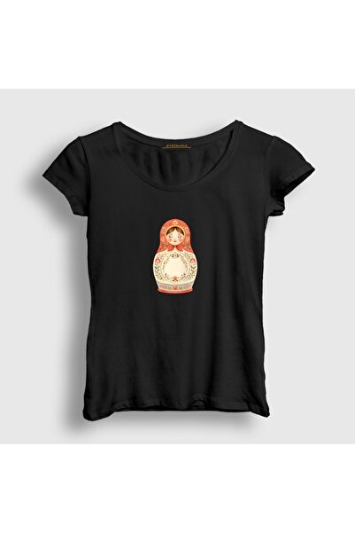 Presmono Women's Black Vintage Matryoshka Doll T-Shirt 620752Tt
