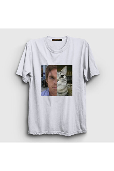 Presmono Unisex White Dexter Morgan Cat T-Shirt 602433Tt