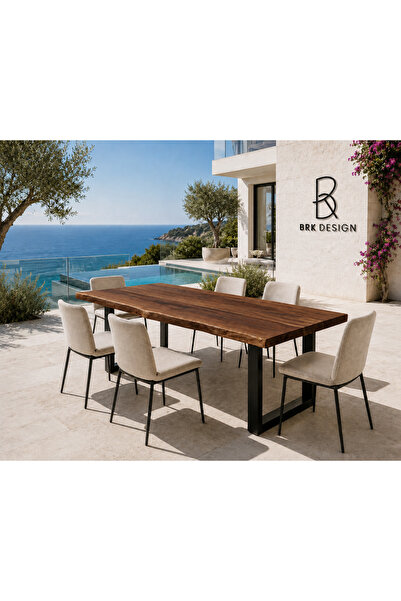 BRK Design BA AHŞAP Masif Ahşap Yemek Masası Kare Ayak_BD_100X200