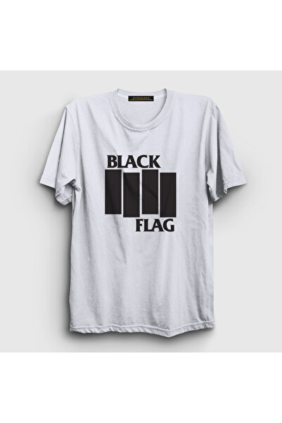 Presmono Unisex White Logo Metal Black Flag T-Shirt 476050Tt