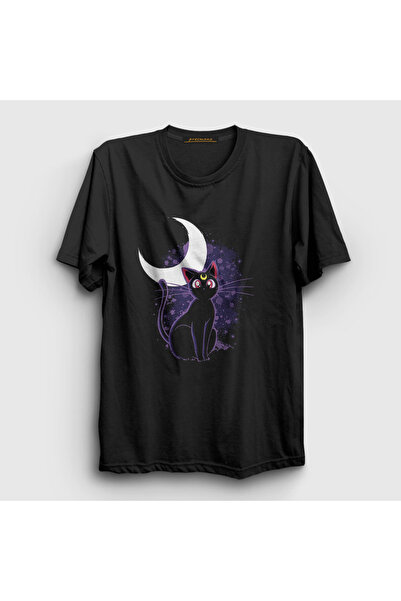 Presmono Unisex Black Luna Cat Sailor Moon Moon Warrior T-Shirt 486000Tt