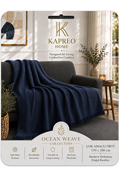 Kapreo Home Oceanwave Çok Amaçlı Örtü 170 X 200 Lacivert