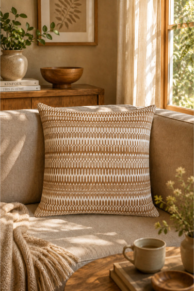 Typoniq Attitude Included Echo Premium Jacquard Woven Caramel Cushion Cover 4...