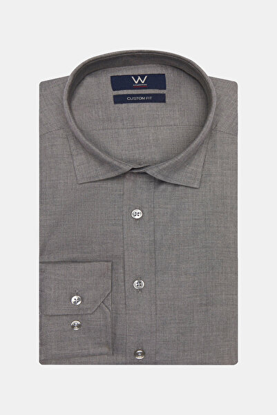 W Collection GRİ DÜZ FLANEL SOFT YAKA GÖMLEK