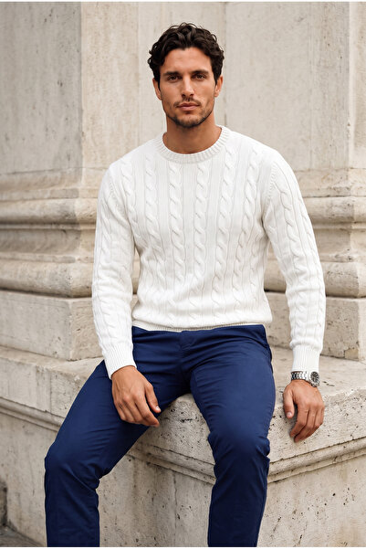 Valiberta Leone Anti-Peeling Anti-Pilling Hairless Knitted Crew Neck Men's Sw...
