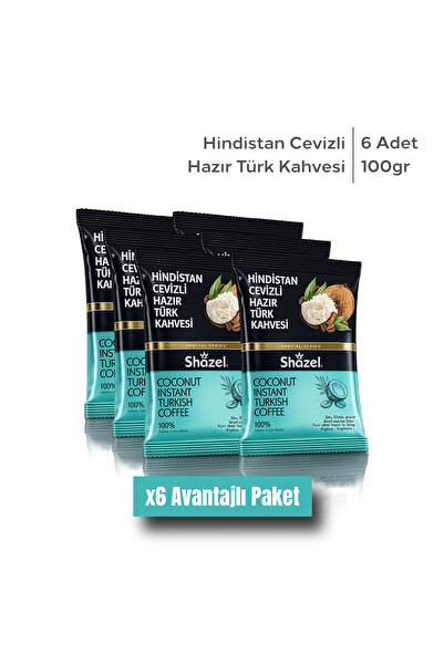 Shazel Hindistan Cevizli Hazır Türk Kahvesi (100 gr x 6 Adet)