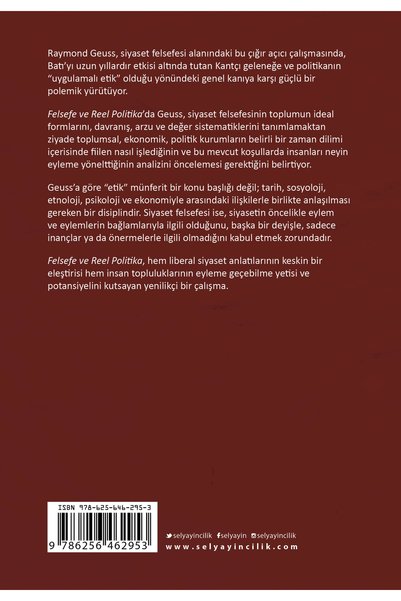 Sel Yayıncılık Felsefe ve Reel Politika