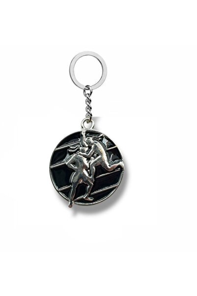 Herşey Nota Fight in the Shadow – Unisex Metal Keychain with Black Fighting M...