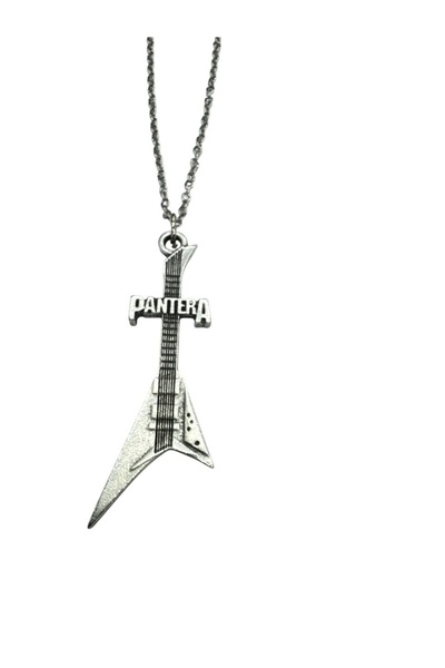 Herşey Nota Pantera Band Electric Guitar Figured Necklace – 60 cm Unisex Meta...