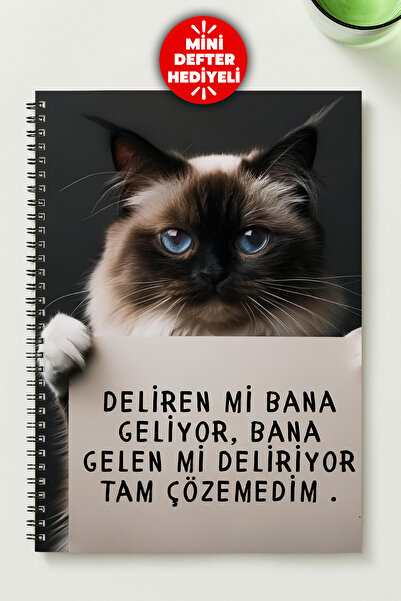 BLACKONECLASS Mani̇dar Kedi̇ A5 Metal Spiral Unlined Cardboard Cover Mani̇dar...