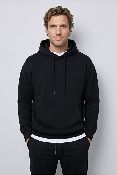 Kiğılı Kapüşonlu Oversize Pamuklu Sweatshirt