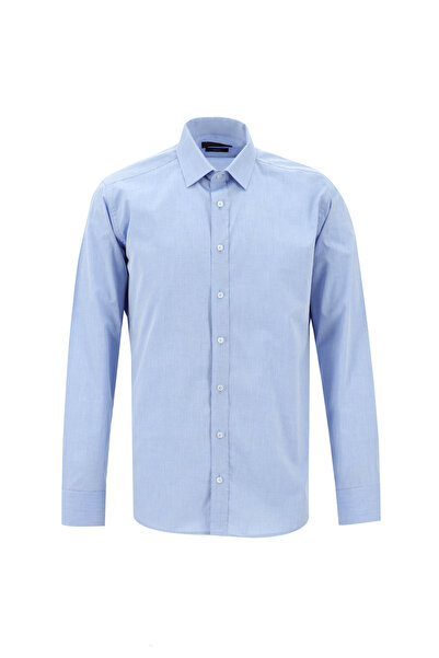 Abdullah Kiğılı Long Sleeve Slim Fit Slim Fit Classic Patterned Cotton Shirt