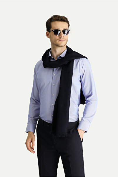 Kiğılı Long Sleeve Slim Fit Slim Fit Classic Striped Cotton Easy-Iron Shirt