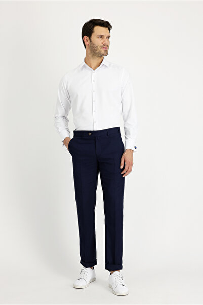 Kiğılı 7 Drop Slim Fit Classic Linen Blend Fabric Trousers