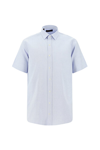 Abdullah Kiğılı Patterned Cotton Shirt - Short Sleeve, Regular Fit