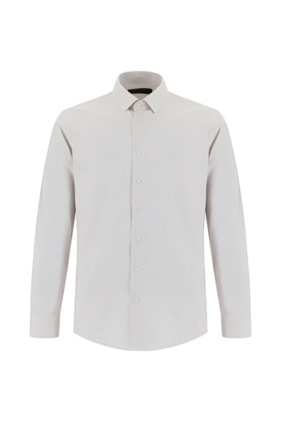 Abdullah Kiğılı Long Sleeve Slim Fit Slim Fit Classic Patterned Cotton Shirt