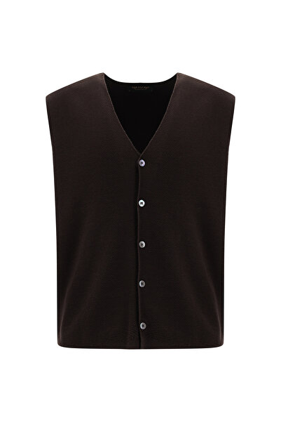 Abdullah Kiğılı Patterned Wool Knit Vest