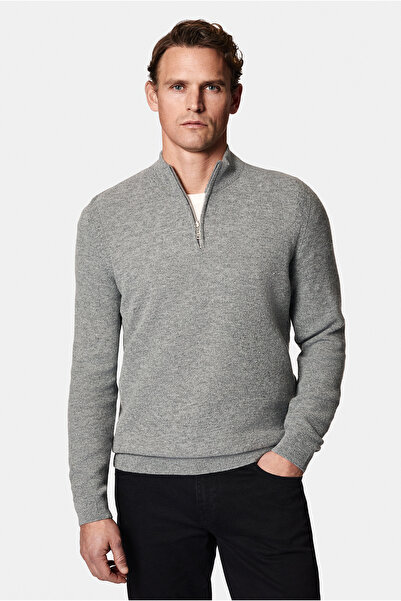Abdullah Kiğılı Pulover din tricot cu fermoar, cu model, cu jumătate de gât ț...