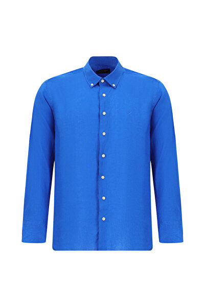 Abdullah Kiğılı Long Sleeve Regular Fit Buttoned Collar Linen Shirt
