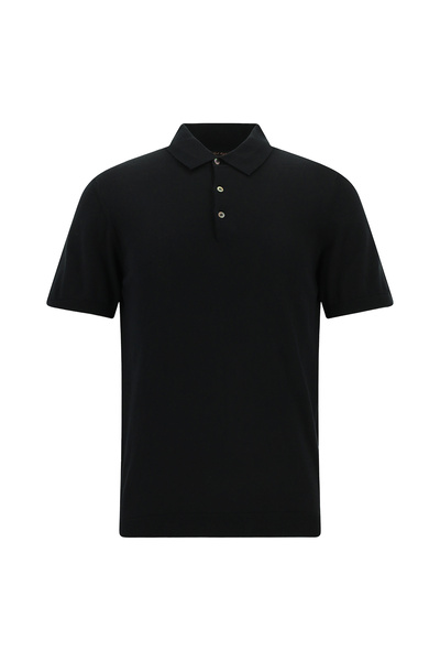 Abdullah Kiğılı Tricou tricotat din amestec de mătase și bumbac, cu guler pol...