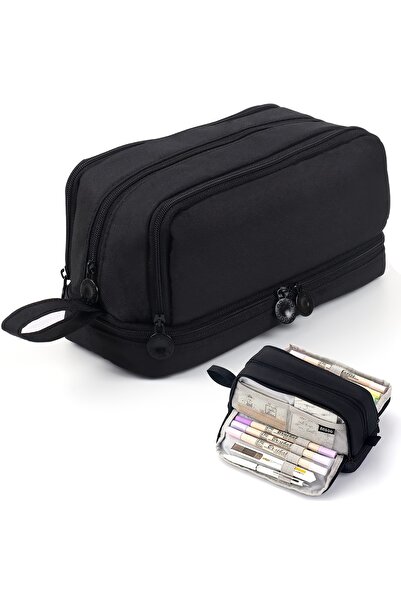 Choice black Large-Capacity Stationery Storage Box with Four-Compartment, Dur...