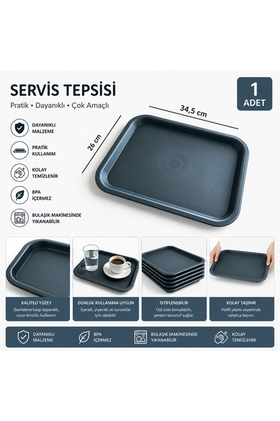 ray plastik Servis Tepsisi Kırılmaz Siyah