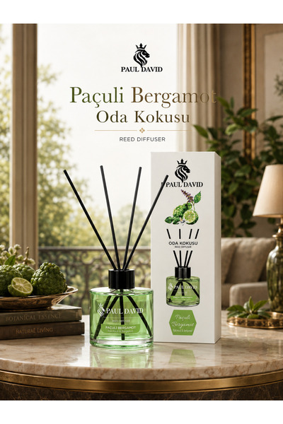 Paul David Paçuli & Bergamot Yüksek Koku Yayılımlı Dekoratif Bambu Çubuklu Od...