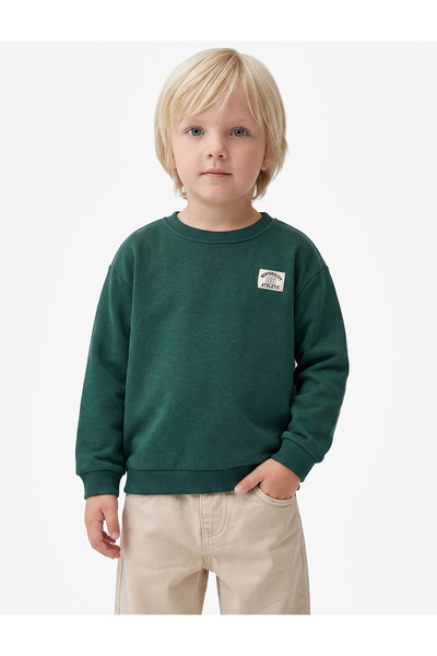 Koton Manecă lungă din bumbac guler rotund supradimensionat Swea tricou