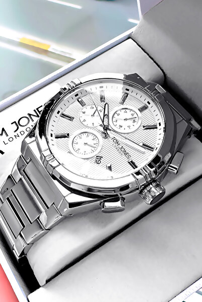 Tom Jones London Men's Wristwatch 3 Atm Water Resistant Silver Color Steel Ba...