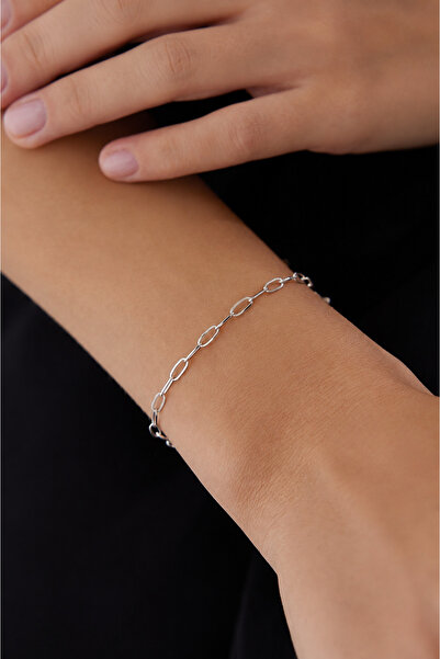 Tixy Pixy Steel 2mm Paperclip Chain Silver Women's Bracelet