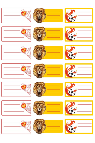 Bimotif Sarı-Kırmızı isimlik okul etiketi, sticker seti, 210 adet