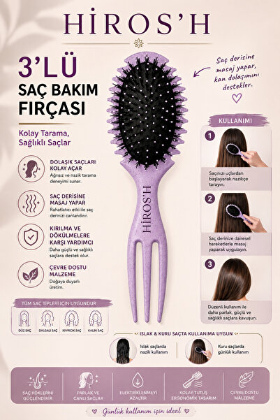 HİROS'H Magical Curl Hair Brush Curly Hair Defining Comb Oval