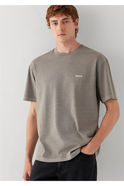 Mavi Logo Printed Gray T-Shirt Loose Fit / Comfortable Loose Cut 0613346-85309