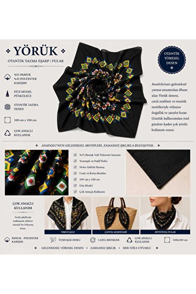shop Yörük Çengelköy Otantik Yazma Eşarp Fular Düz Sade