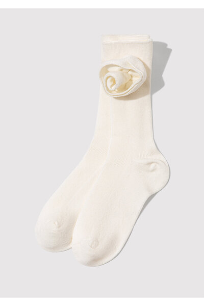 Mavi Ecru Socken mit Rosen-Details 1913907-20814