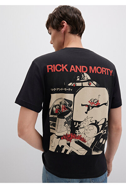 Mavi Rick and Morty Printed Black T-Shirt Loose Fit / Loose Relaxed Fit 06129...