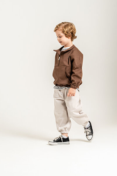 Jikko Baby Boys' Half-Zip Sweatshirt, Striped T-Shirt and Jogger Pants 3-Piec...